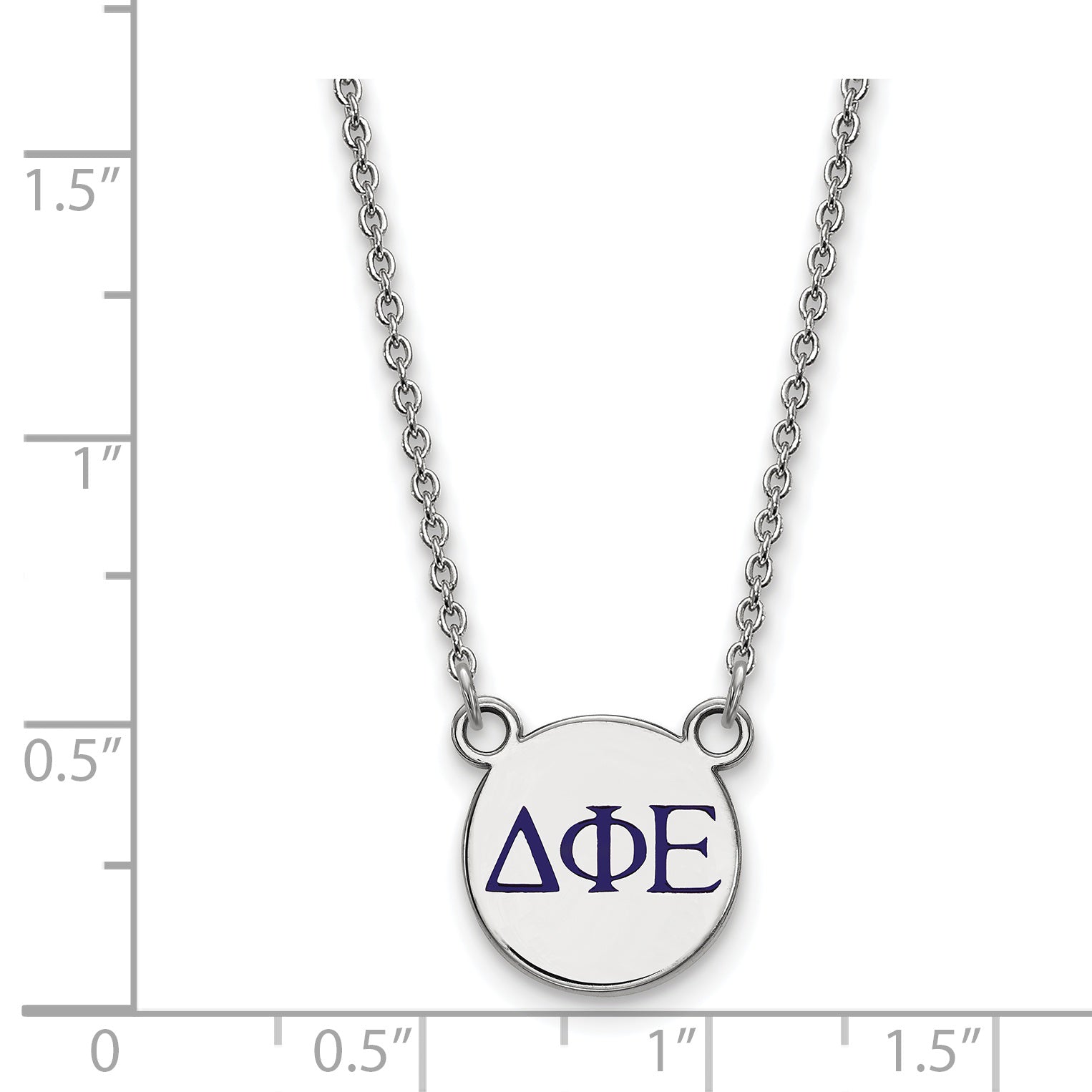 Sterling Silver Rhodium Plated Logoart Delta Phi Epsilon Sorority Greek Letters Small Color Enamel Pendant 18 Inch Necklace