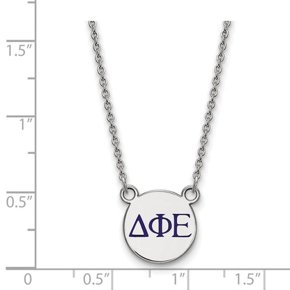 Sterling Silver Rhodium Plated Logoart Delta Phi Epsilon Sorority Greek Letters Small Color Enamel Pendant 18 Inch Necklace