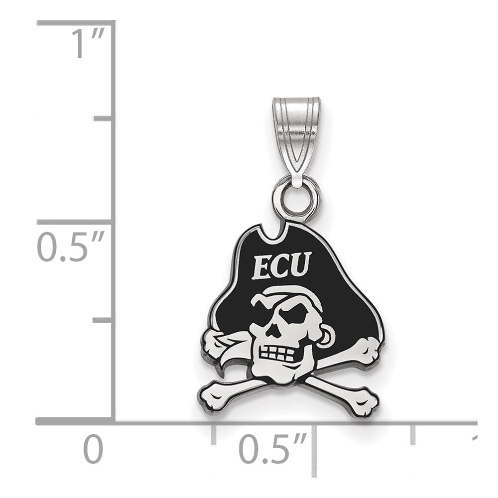 Sterling Silver Rhodium Plated Logoart East Carolina University Pirate Small Enameled Pendant
