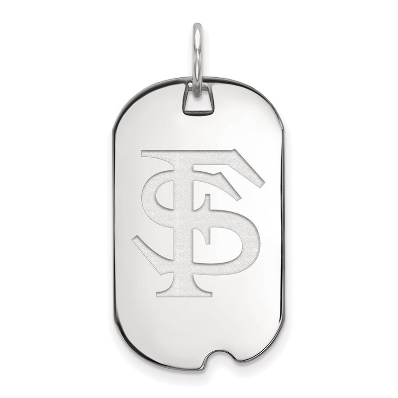 Sterling Silver Rhodium Plated Logoart Florida State University F S Small Dog Tag Pendant