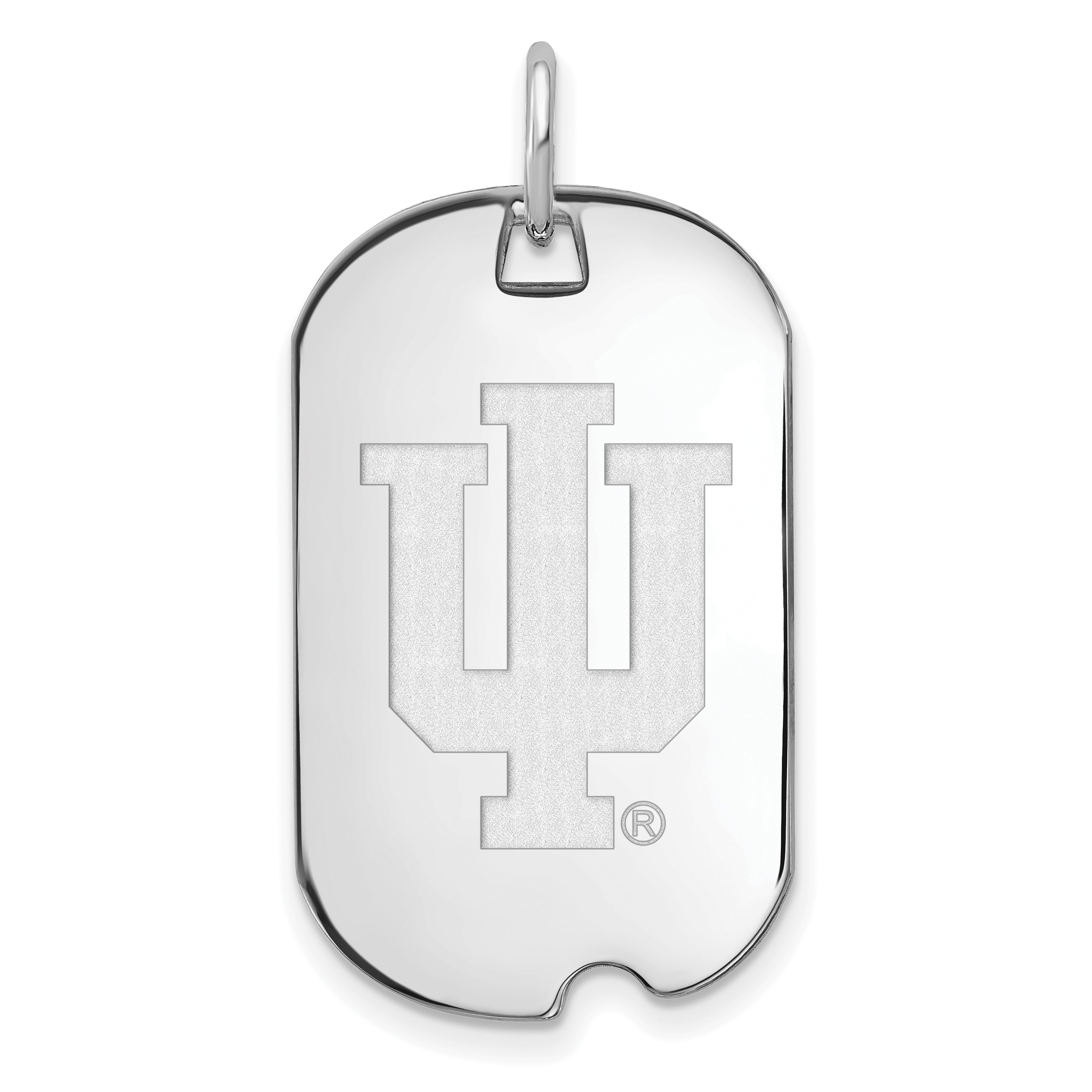 10K White Gold Logoart Indiana University I U Small Dog Tag Pendant