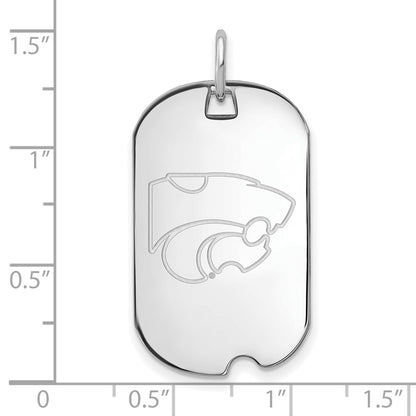 14K White Gold Logoart Kansas State University Wildcat Small Dog Tag Pendant