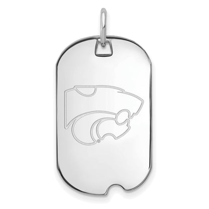 14K White Gold Logoart Kansas State University Wildcat Small Dog Tag Pendant