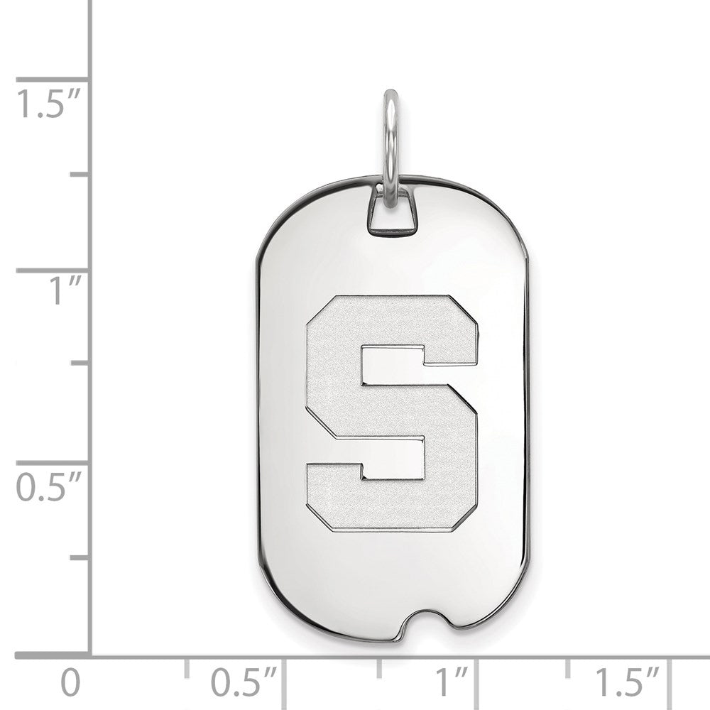 10K White Gold Logoart Michigan State University Letter S Small Dog Tag Pendant