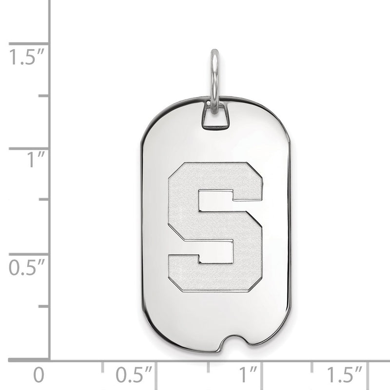 10K White Gold Logoart Michigan State University Letter S Small Dog Tag Pendant