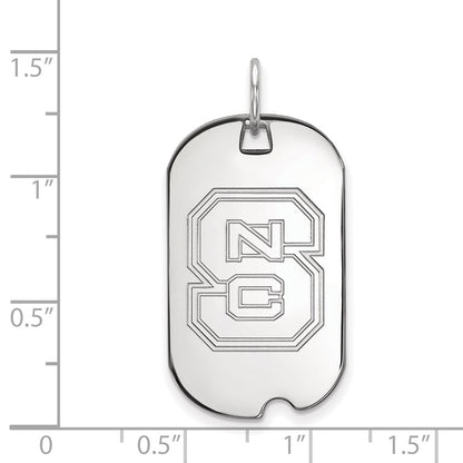 Sterling Silver Rhodium Plated Logoart North Carolina State University N C S Small Dog Tag Pendant