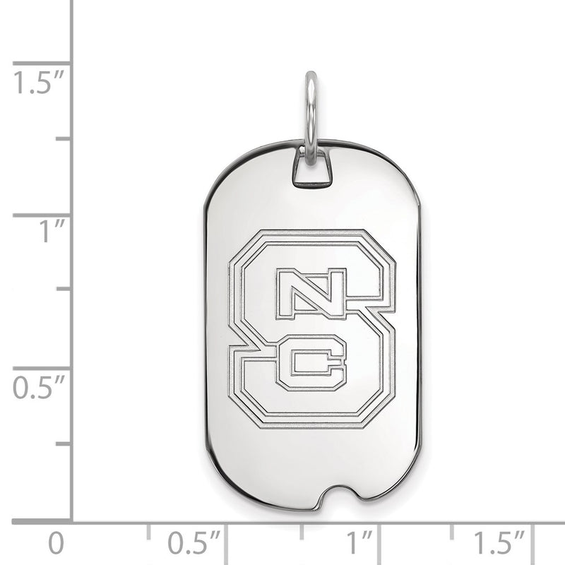 Sterling Silver Rhodium Plated Logoart North Carolina State University N C S Small Dog Tag Pendant