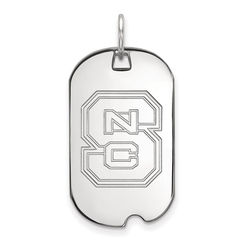 Sterling Silver Rhodium Plated Logoart North Carolina State University N C S Small Dog Tag Pendant