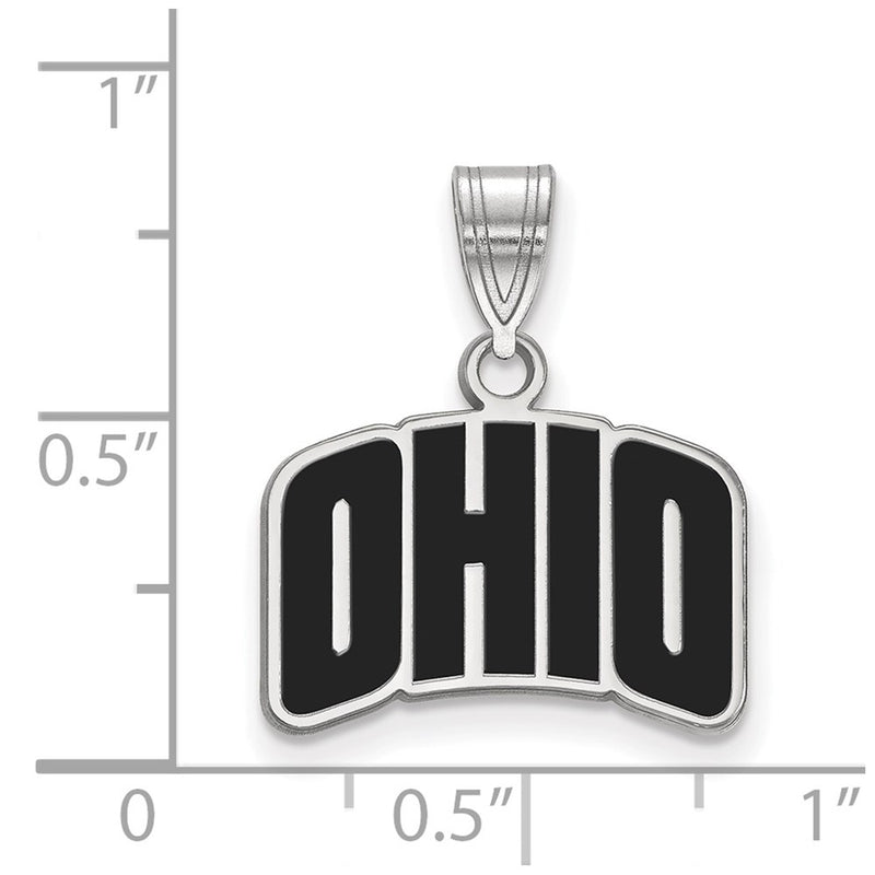 Sterling Silver Rhodium Plated Logoart Ohio University Small Enameled Pendant