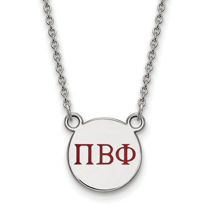 Sterling Silver Rhodium Plated Logoart Pi Beta Phi Sorority Greek Letters Small Color Enamel Pendant 18 Inch Necklace