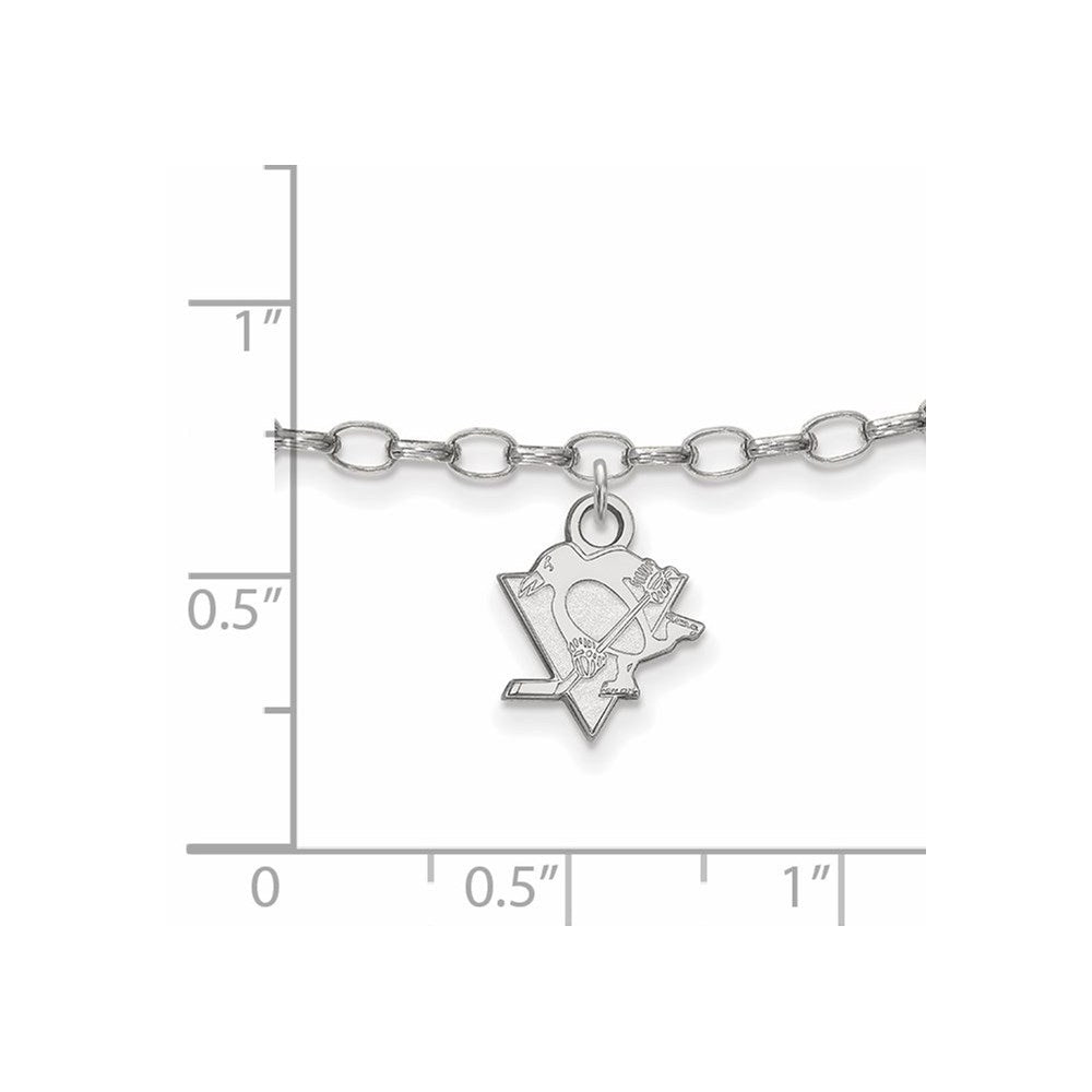Sterling Silver Rhod-Pltd Nhl Logoart Pittsburgh Penguins Anklet