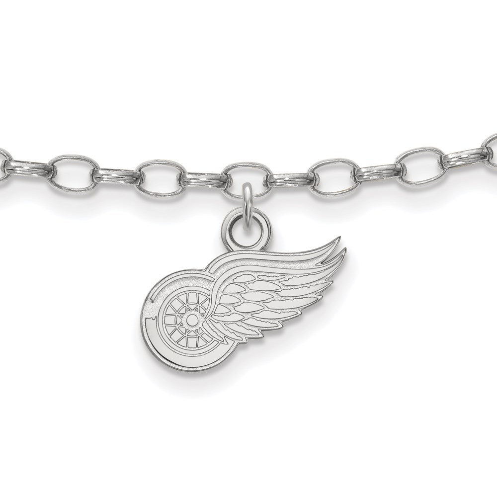 Sterling Silver Rhodium-Plated Nhl Logoart Detroit Red Wings Anklet