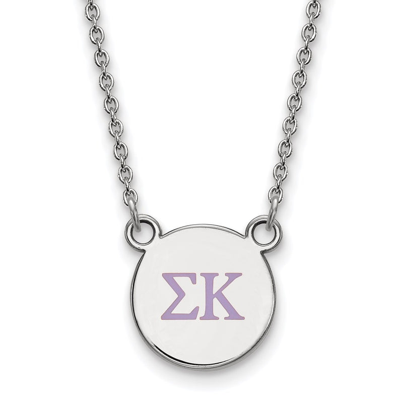 Sterling Silver Rhodium Plated Logoart Sigma Kappa Sorority Greek Letters Small Color Enamel Pendant 18 Inch Necklace