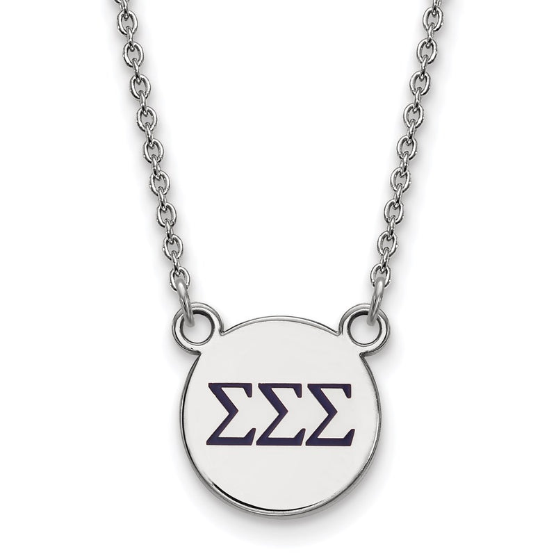 Sterling Silver Rhodium Plated Logoart Sigma Sorority Greek Letters Small Color Enamel Pendant 18 Inch Necklace