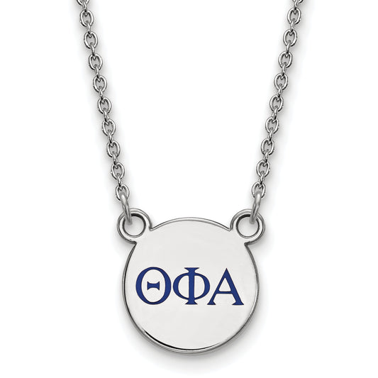 Sterling Silver Rhodium Plated Logoart Theta Phi Alpha Sorority Greek Letters Small Color Enamel Pendant 18 Inch Necklace