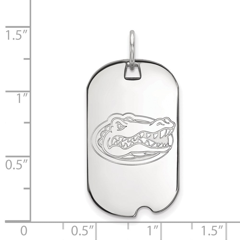 14K White Gold Logoart University Of Florida Gator Small Dog Tag Pendant
