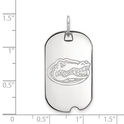 Sterling Silver Rhodium Plated Logoart University Of Florida Gator Small Dog Tag Pendant