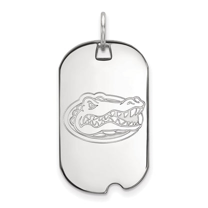 14K White Gold Logoart University Of Florida Gator Small Dog Tag Pendant
