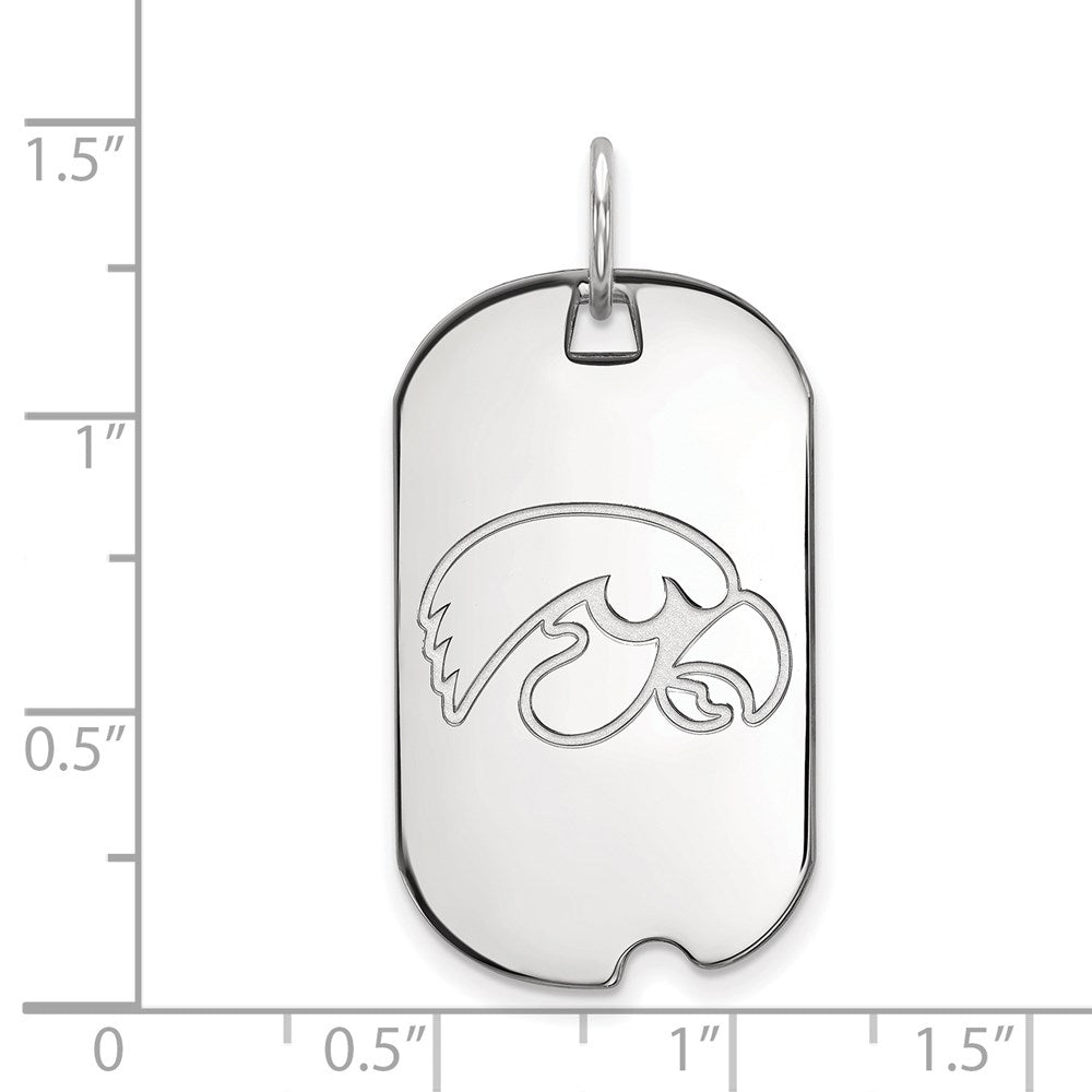 14K White Gold Logoart University Of Iowa Hawk Small Dog Tag Pendant
