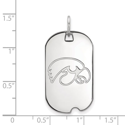 14K White Gold Logoart University Of Iowa Hawk Small Dog Tag Pendant