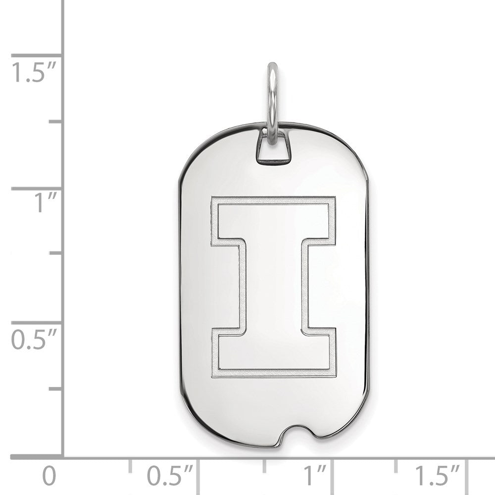 14K White Gold Logoart University Of Illinois Letter I Small Dog Tag Pendant
