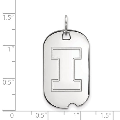14K White Gold Logoart University Of Illinois Letter I Small Dog Tag Pendant