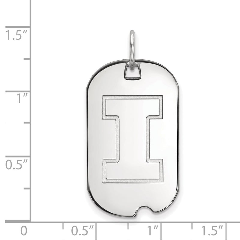 Sterling Silver Rhodium Plated Logoart University Of Illinois Letter I Small Dog Tag Pendant