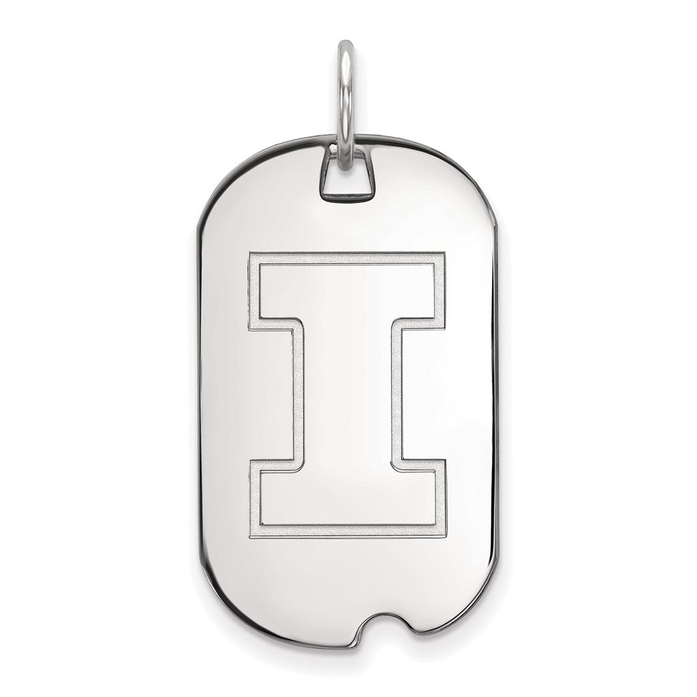 14K White Gold Logoart University Of Illinois Letter I Small Dog Tag Pendant