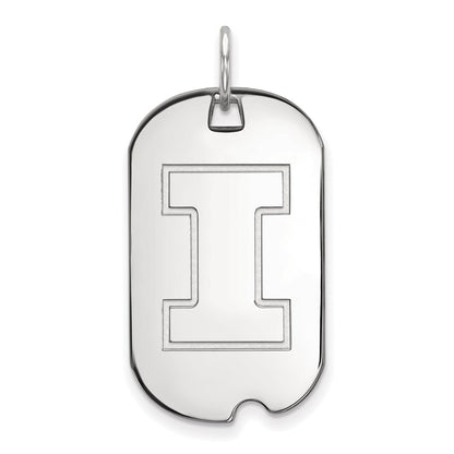 Sterling Silver Rhodium Plated Logoart University Of Illinois Letter I Small Dog Tag Pendant