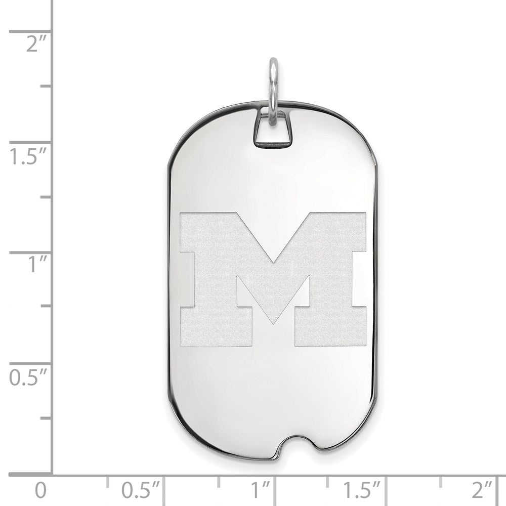 14K White Gold Logoart University Of Michigan Letter M Large Dog Tag Pendant