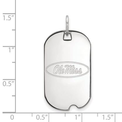 10K White Gold Logoart University Of Mississippi Ole Miss Small Dog Tag Pendant