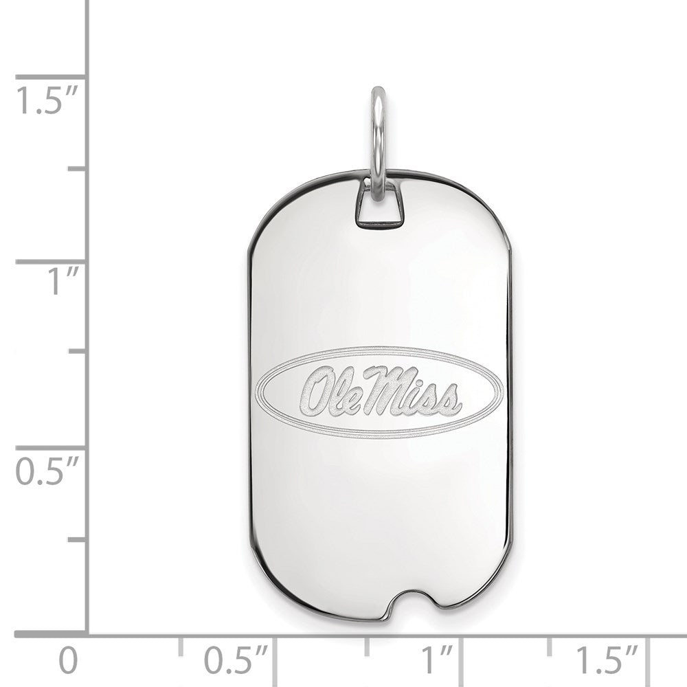 14K White Gold Logoart University Of Mississippi Ole Miss Small Dog Tag Pendant