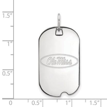 14K White Gold Logoart University Of Mississippi Ole Miss Small Dog Tag Pendant