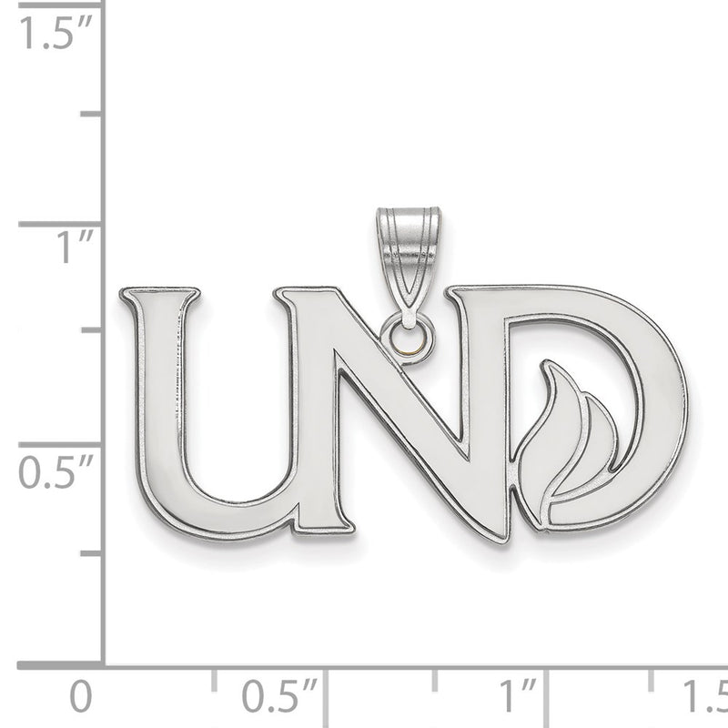 Sterling Silver Rhodium Plated Logoart University Of North Dakota U N D Large Pendant