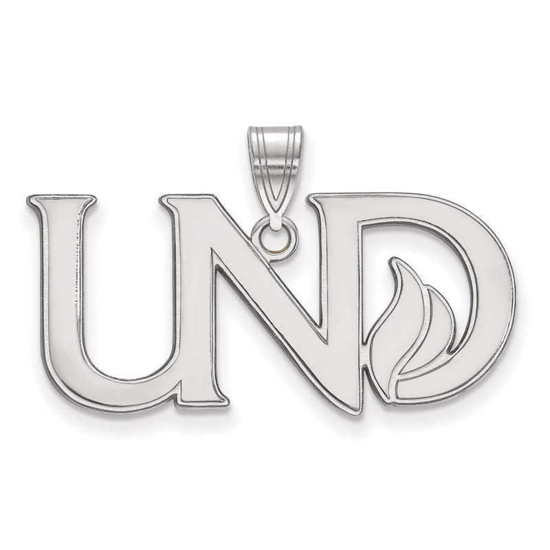 Sterling Silver Rhodium Plated Logoart University Of North Dakota U N D Large Pendant