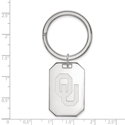 Sterling Silver Rhod-Pltd Logoart University of Oklahoma Key Ring