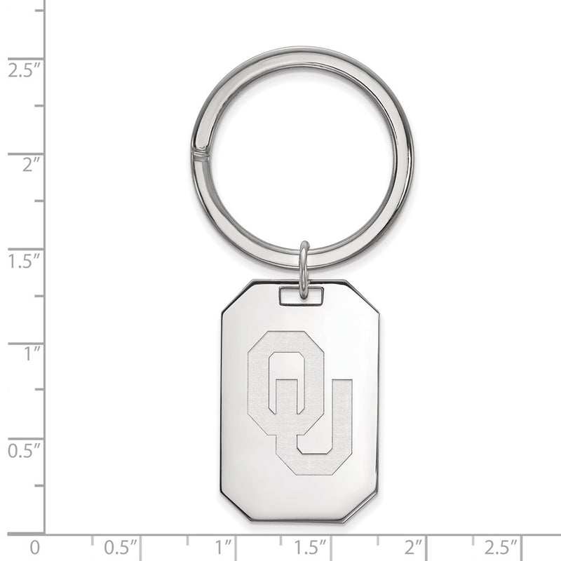 Sterling Silver Rhod-Pltd Logoart University of Oklahoma Key Ring