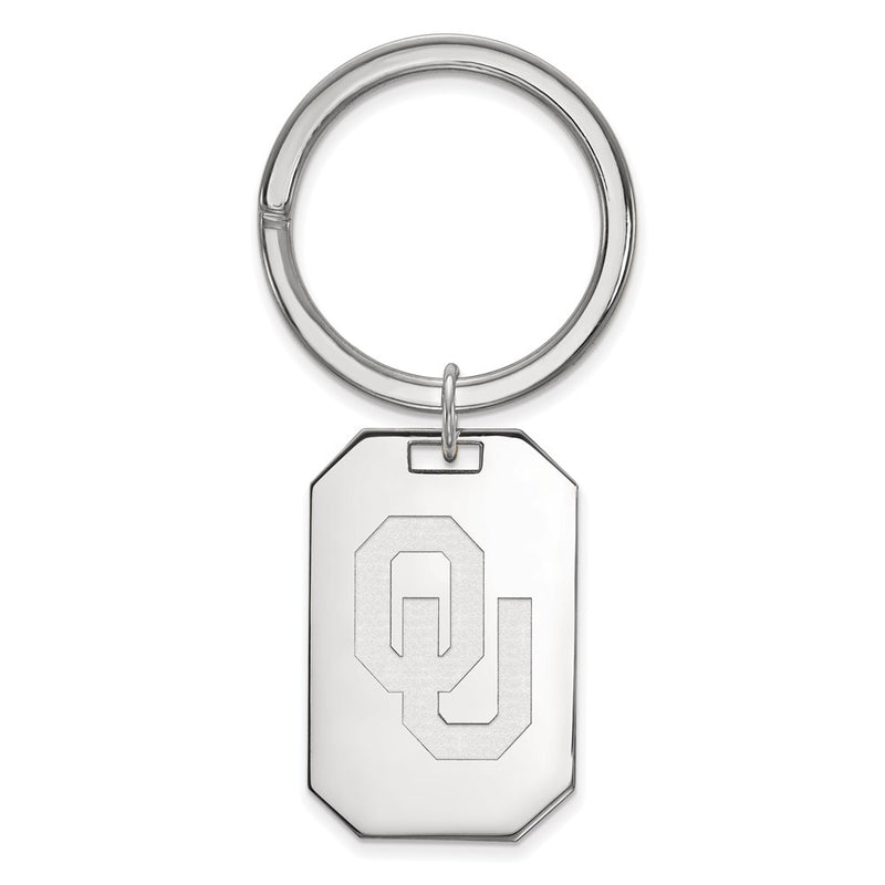 Sterling Silver Rhod-Pltd Logoart University of Oklahoma Key Ring
