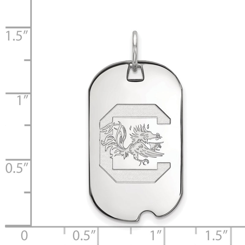 14K White Gold Logoart University Of South Carolina Small Dog Tag Pendant