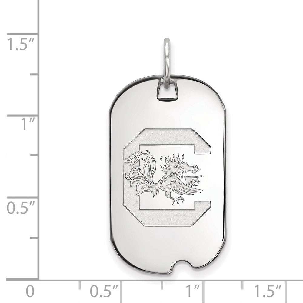 Sterling Silver Rhodium Plated Logoart University Of South Carolina Small Dog Tag Pendant