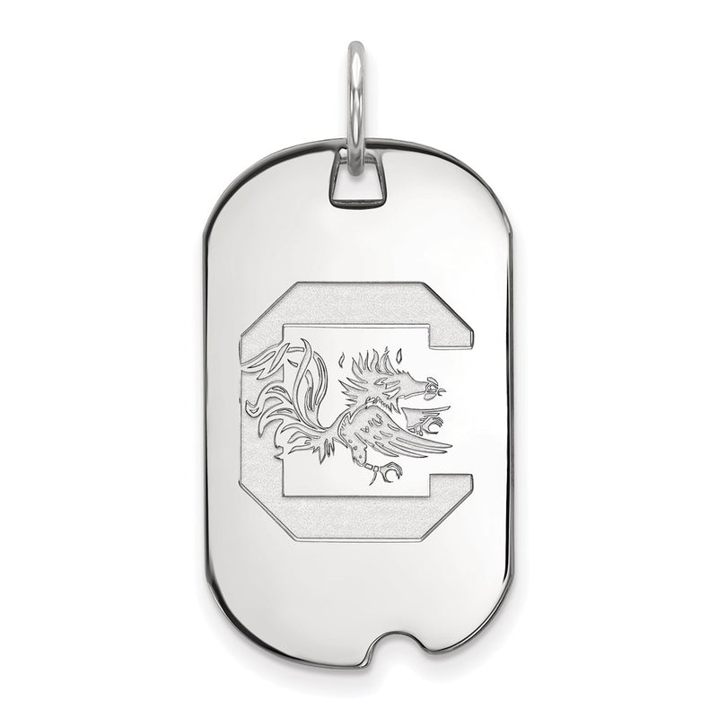 Sterling Silver Rhodium Plated Logoart University Of South Carolina Small Dog Tag Pendant