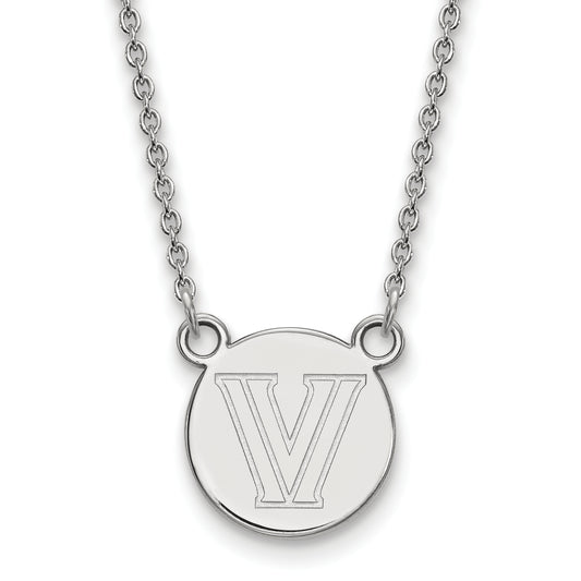 Sterling Silver Rhodium Plated Logoart Villanova University Letter V Small Disc 18 Inch Necklace