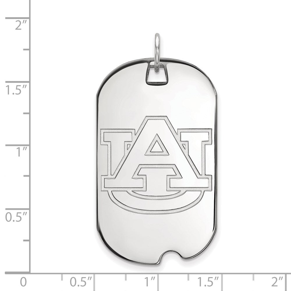 Sterling Silver Rhodium Plated Logoart Auburn University Large Dog Tag Pendant