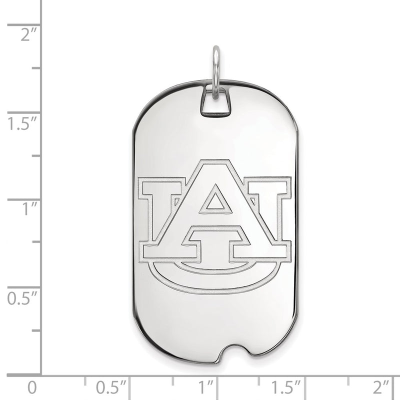 Sterling Silver Rhodium Plated Logoart Auburn University Large Dog Tag Pendant