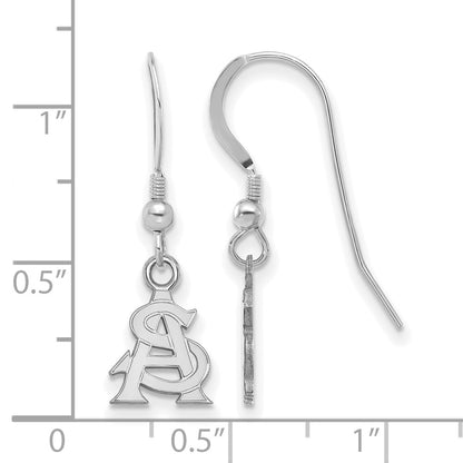 Sterling Silver Rhodium Plated Logoart Arizona State University A S Extra Small Dangle Wire Earrings