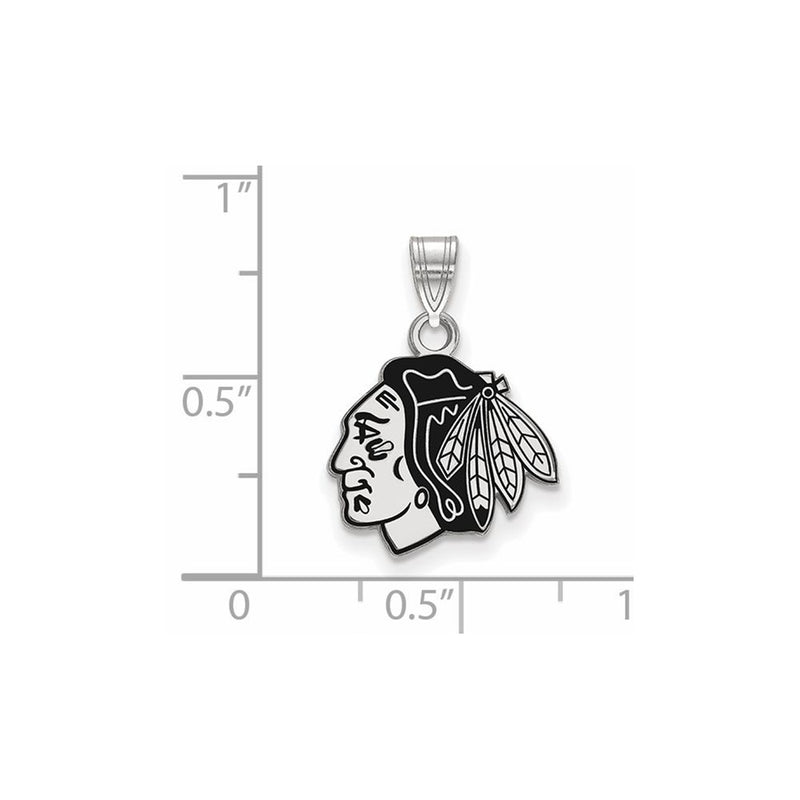 Sterling Silver Rhodium Plated Nhl Logoart Chicago Blackhawks Small Enameled Pendant