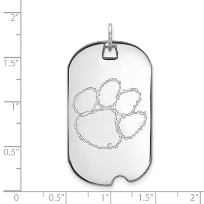 10K White Gold Logoart Clemson University Tiger Paw Large Dog Tag Pendant