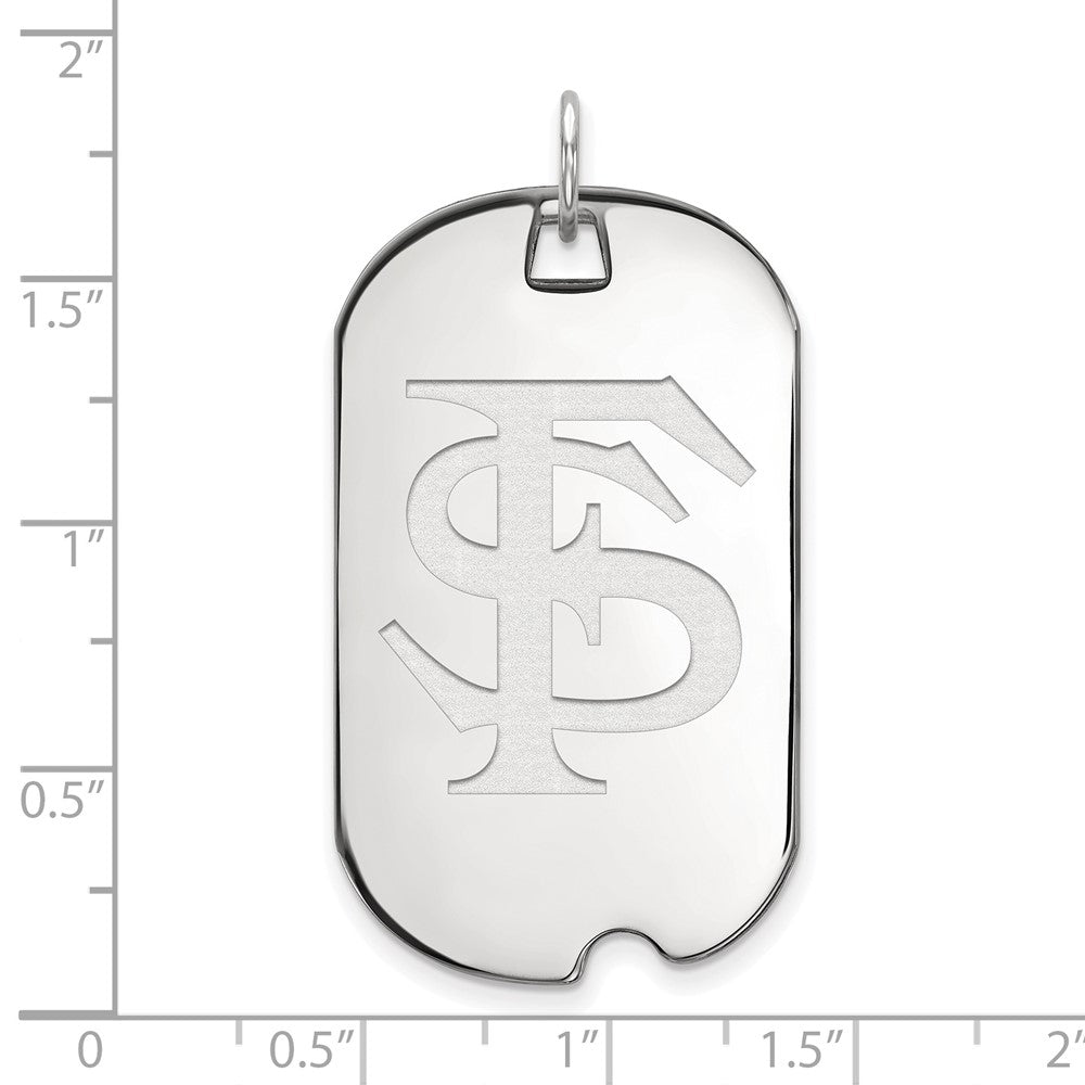 10K White Gold Logoart Florida State University F S Large Dog Tag Pendant