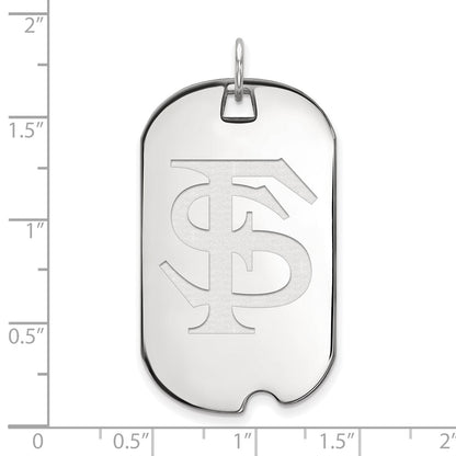 10K White Gold Logoart Florida State University F S Large Dog Tag Pendant