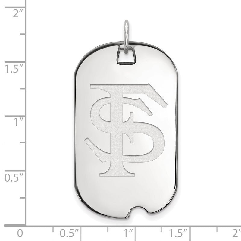 10K White Gold Logoart Florida State University F S Large Dog Tag Pendant
